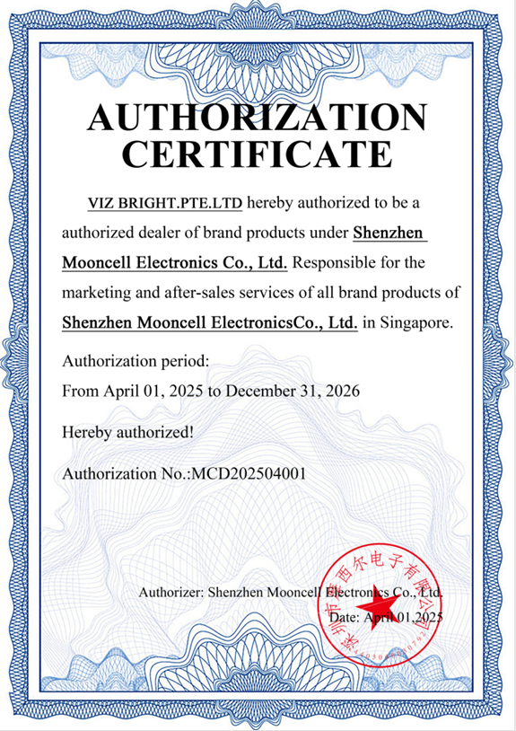 VIZ BRIGHT.PTE.LTD Obtains Authorization from Shenzhen Mooncell Electronics Co., Ltd.